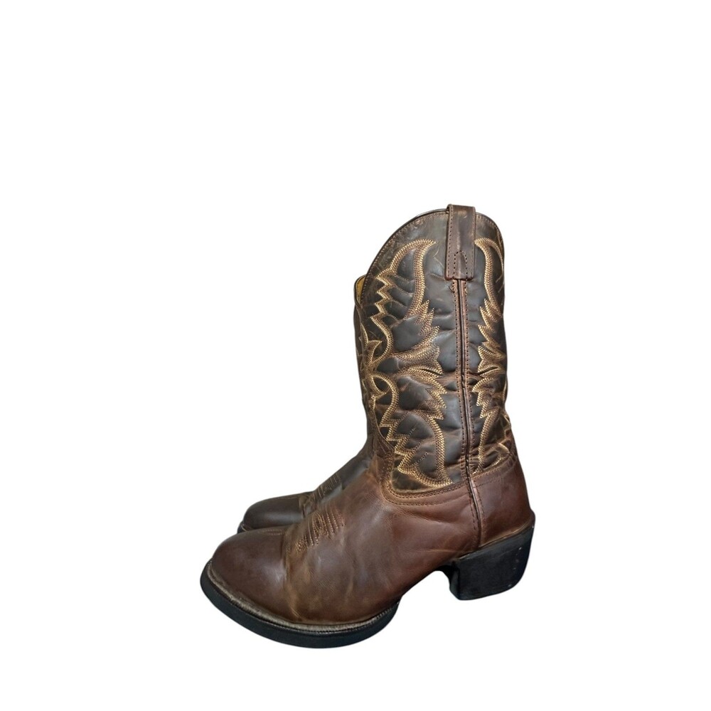 Laredo Birchwood Brown Leather Men Sz 10.5 D Western Cowboy Embroidered Boots